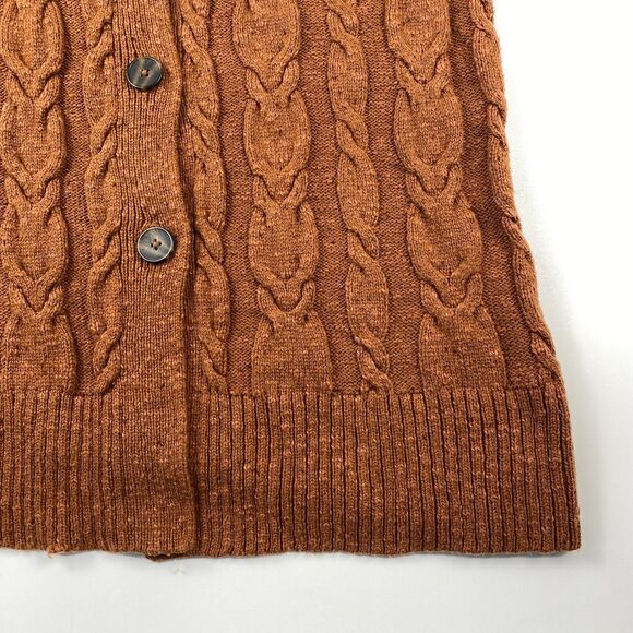 J.Jill Womens Cable-knit Cardigan Button Up Duster Sweater Auburn Sz Medium Wool - Picture 4 of 11